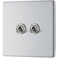 LAP 20A 16AX 2-Gang 2-Way Toggle Switch Brushed Stainless Steel (298PN)
