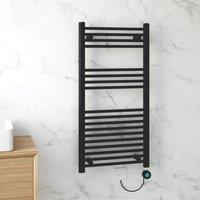 Flomasta 1000mm x 500mm 852BTU Black Flat Electric Towel Radiator (299HC)