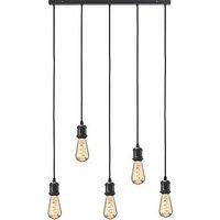 Knightsbridge Vintage Style 5-Light Bar Pendant Matt Black (300GA)