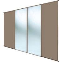 Spacepro Classic 4-Door Sliding Wardrobe Door Kit Stone Grey Frame Stone Grey / Mirror Panel 2978mm x 2260mm (301GK)