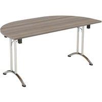 TC Group One Union Semi-Circular Folding Table Grey Oak/Chrome 1600mm x 800mm (301TT)