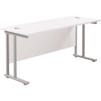 TC Group Aztec Twin Upright Rectangular Office Desk White/Silver 1600mm x 600mm (304TT)