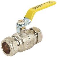 Essentials Compression Full Bore 22mm Ball Valve with Yellow Handle (30584)