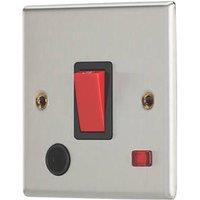 Contactum iConic 32A 1-Gang DP Control Switch & Flex Outlet Brushed Steel with Neon with Black Inserts (305RK)