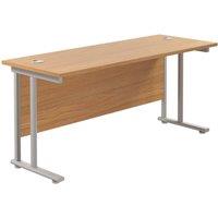 TC Group Aztec Twin Upright Rectangular Office Desk Nova Oak/Silver 1600mm x 600mm (305TT)