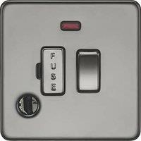Knightsbridge 13A Switched Fused Spur & Flex Outlet with LED Black Nickel (305VF)
