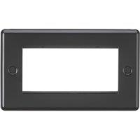 Knightsbridge Flat Plate 4-Module Modular Faceplate Matt Black (306YA)