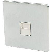 Crabtree Platinum 1-Gang Slave Telephone Socket Brushed Chrome with White Inserts (30780)