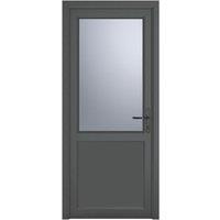 Crystal 1-Panel 1-Frosted Light Left-Handed Anthracite Grey uPVC Back Door 2090mm x 840mm (310JP)