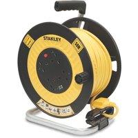 Stanley 13A 4-Gang 50m Cable Reel + 2.1A 2-Outlet Type A USB Charger 240V (310VA)