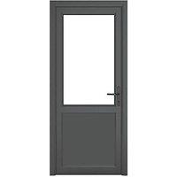 Crystal 1-Panel 1-Clear Light Left-Handed Anthracite Grey uPVC Back Door 2090mm x 920mm (311KF)