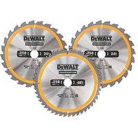DeWalt Wood/Plastic Circular Saw Blade Set 250mm x 30mm 24/48T 3 Pieces (311KR)
