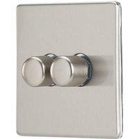 Contactum Lyric 2-Gang 2-Way LED Dimmer Switch Brushed Steel (313RP)