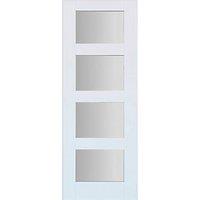 4-Clear Light Primed White Wooden Shaker Internal Door 2032mm x 813mm (316FA)