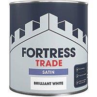 Fortress Trade 1Ltr Brilliant White Satin Water-Based Trim Paint (316JM)