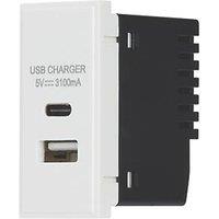 Contactum Media Modular 3.1A 15.5W 2-Outlet Type A & C USB Socket White (316RR)