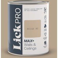 LickPro Max+ 1Ltr Beige 02 Matt Emulsion Paint (316TM)
