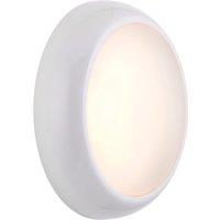 Saxby HeroPro Mini Outdoor Maintained Emergency Round LED Bulkhead Gloss White 12W 1200lm (316VX)