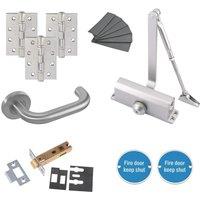 Smith & Locke Fire Rated Lever on Rose Door Kit Set Satin Silver (317PC)