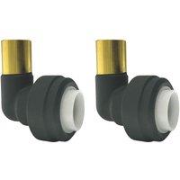 ETAL Brass Push-Fit Equal 90 Anthracite Stem Elbow 15mm 2 Pack (320YU)