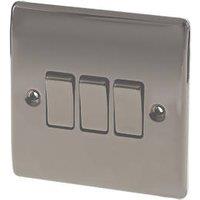 British General Nexus Metal 10AX 3-Gang 2-Way Light Switch Black Nickel (32248)