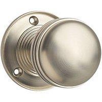 Designer Levers Ringed Mortice Door Knob Pair Satin Nickel 64mm (322KK)