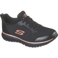 Skechers Squad SR Size 8 Womens Black/Rose Gold Slip-On Occupational Work Trainers (322XT)