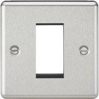 Knightsbridge Raised Rounded 1-Module Modular Faceplate Brushed Chrome (322YA)