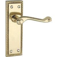 Smith & Locke Fire Rated Latch Door Handles Pair Polished Brass (3238P)