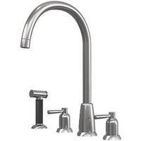 ETAL Cuthbert Dual Lever 4-Hole Kitchen Tap with Rinse Brushed Nickel (324JL)