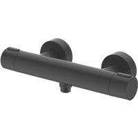 Ideal Standard Alu+ Exposed Dual Outlet Thermostatic Silk Black Bar Mixer Shower Valve With Diverter (324KU)