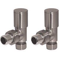 Towelrads 15mm x 1/2" Chrome Angled Designer Manual Radiator Valve & Lockshield 2 Pack (324RY)
