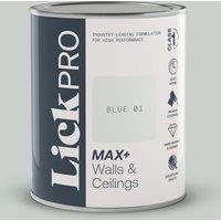 LickPro Max+ 1Ltr Blue 01 Matt Emulsion Paint (325TM)