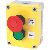 Hylec 1DE.02.01AG-SF Double Pole Flush & Mushroom Head Push-Button Isolator Switch NO/NC (32680)