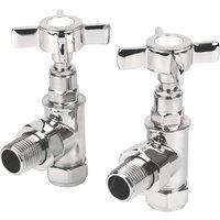 Towelrads 15mm x 1/2" Chrome Angled Traditional Manual Radiator Valve & Lockshield 2 Pack (326RY)