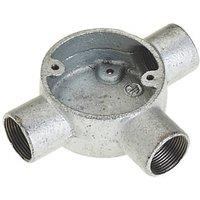 Deta 3 Way 25mm Tee Conduit Box Galvanised (3271J)