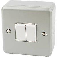 MK Metalclad Plus 10AX 2-Gang 2-Way Metal Clad Light Switch with White Inserts (32770)