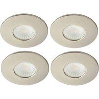 Spa Rhom Fixed Fire Rated LED Downlights Satin Nickel 8W 900lm 4 Pack (328VJ)