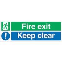 Essentials Non Photoluminescent "Fire Exit Keep Clear" Signs 150mm x 450mm 100 Pack (329FV)