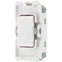 British General Nexus 800 Grid 20A 2-Way Grid Retractive Switch Module 'Press' Off Centre White (332RF)
