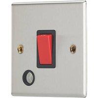 Contactum iConic 32A 1-Gang DP Control Switch & Flex Outlet Brushed Steel with Black Inserts (333RP)