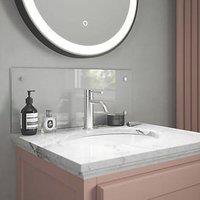 Splashback Glass Bathroom Splashback Clear Brushed Chrome 250mm x 600mm x 4mm (333RX)