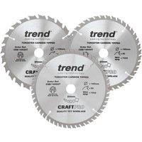Trend CSB/165/3PK/B Wood/Chipboard/MDF Circular Saw Blade 165mm x 20mm 24/40/52T 3 Piece Set (333VW)