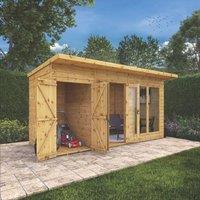 Mercia Maine 13' 6" x 6' (Nominal) Pent Tongue & Groove Timber Summerhouse & Shed (334YL)