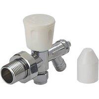 Flomasta 8mm x 21mm White/Chrome Angled Modern Manual Radiator Valve Head & Body With Drain Off (335FW)