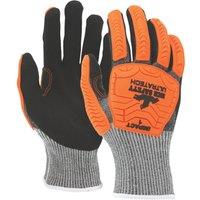 MCR Safety IP1052NS Impact & Cut Protection Gloves Black/Orange Large (335YM)