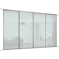 Spacepro Classic 4-Door Framed Glass Sliding Wardrobe Doors White Frame Arctic White Panel 2978mm x 