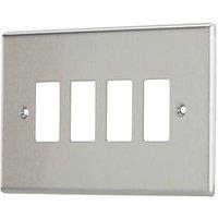Contactum iConic 4-Module Grid Faceplate Brushed Steel (336RR)