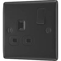 British General Nexus Metal 13A 1-Gang DP Switched Power Socket Matt Black with Colour-Matched Inserts (337PM)