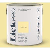 LickPro 2.5Ltr Yellow 01 Vinyl Matt Emulsion Paint (337TM)